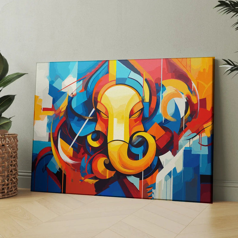 Modern Ganesha Art Canvas Paintings for Home and Living Room Pooja Room Wall Decor-Kotart