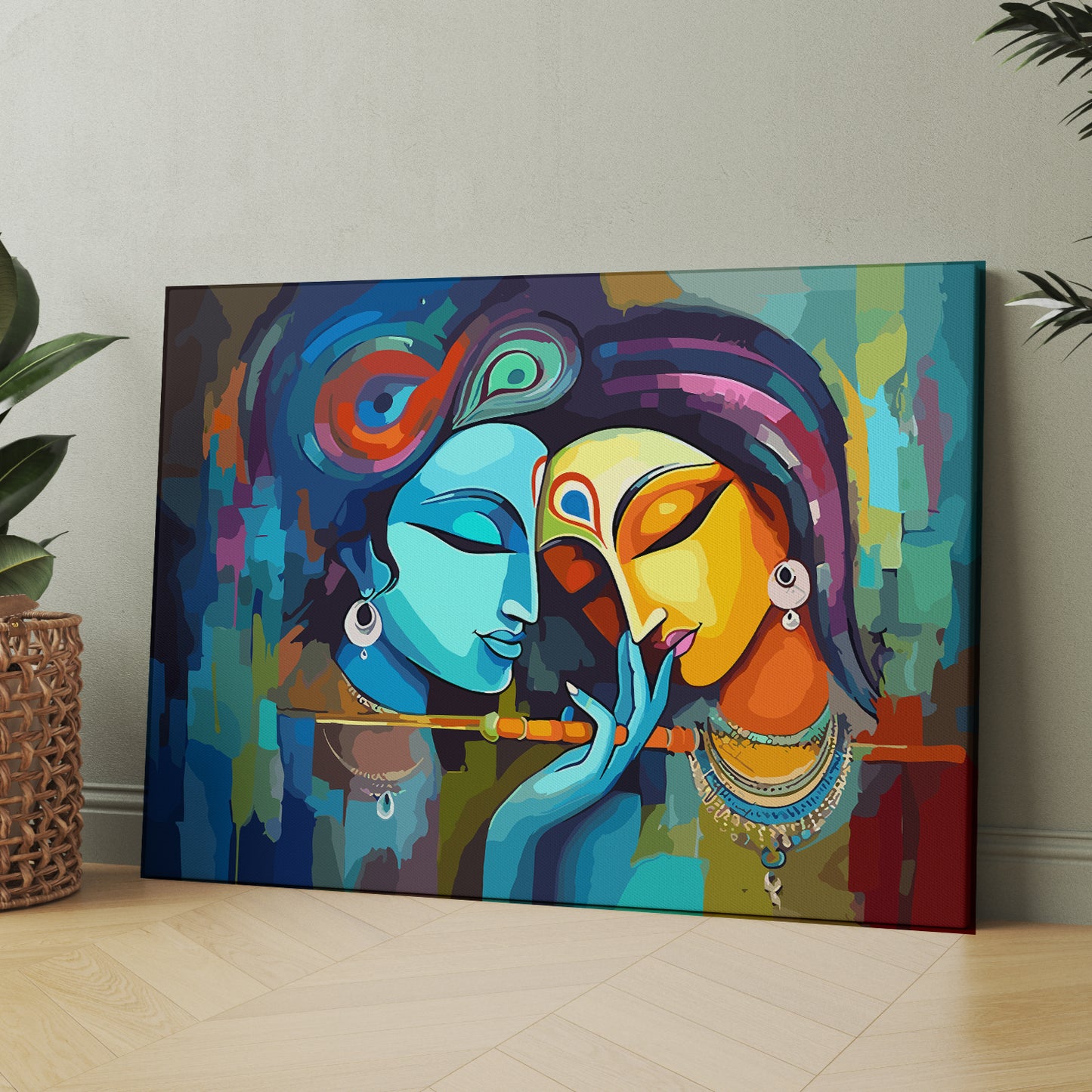 Symbol of Love Radha Krishna Canvas Art Piece for Wall Decoration-Kotart