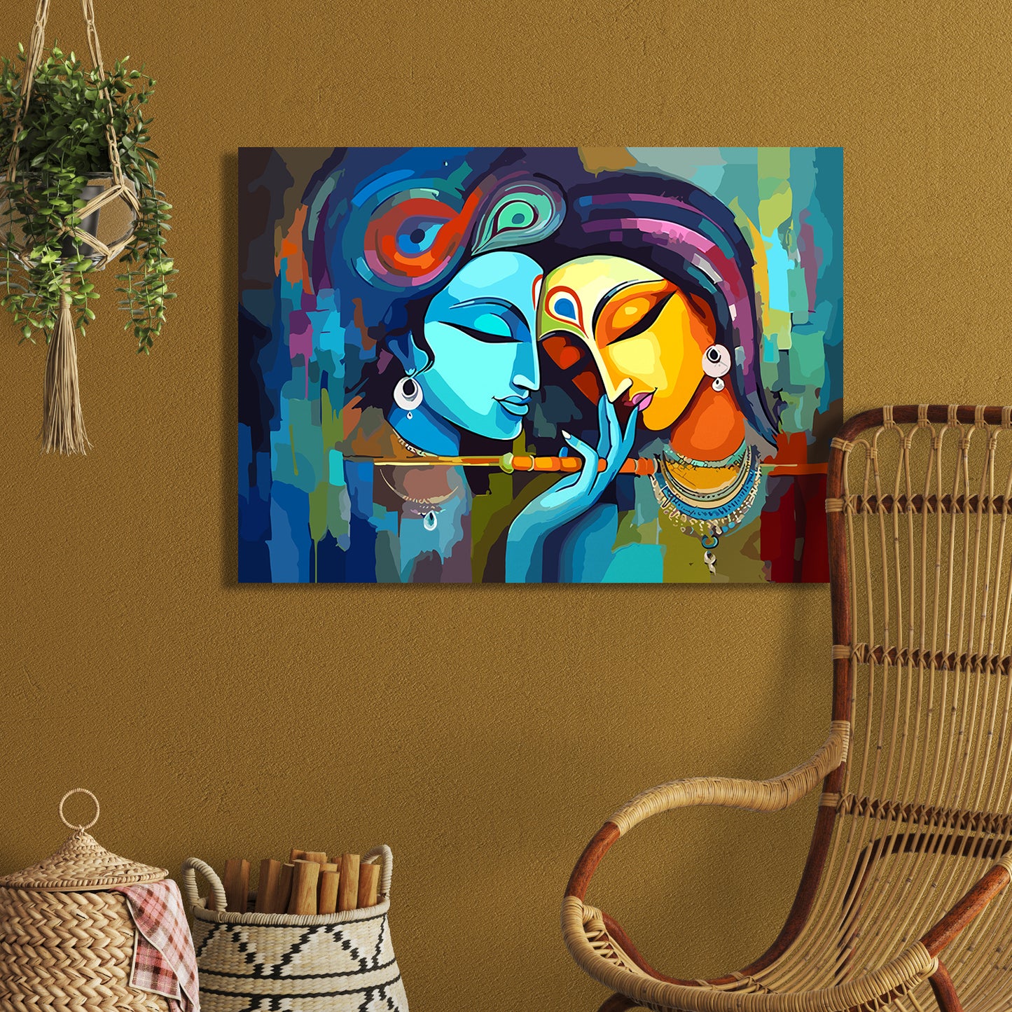 Symbol of Love Radha Krishna Canvas Art Piece for Wall Decoration-Kotart