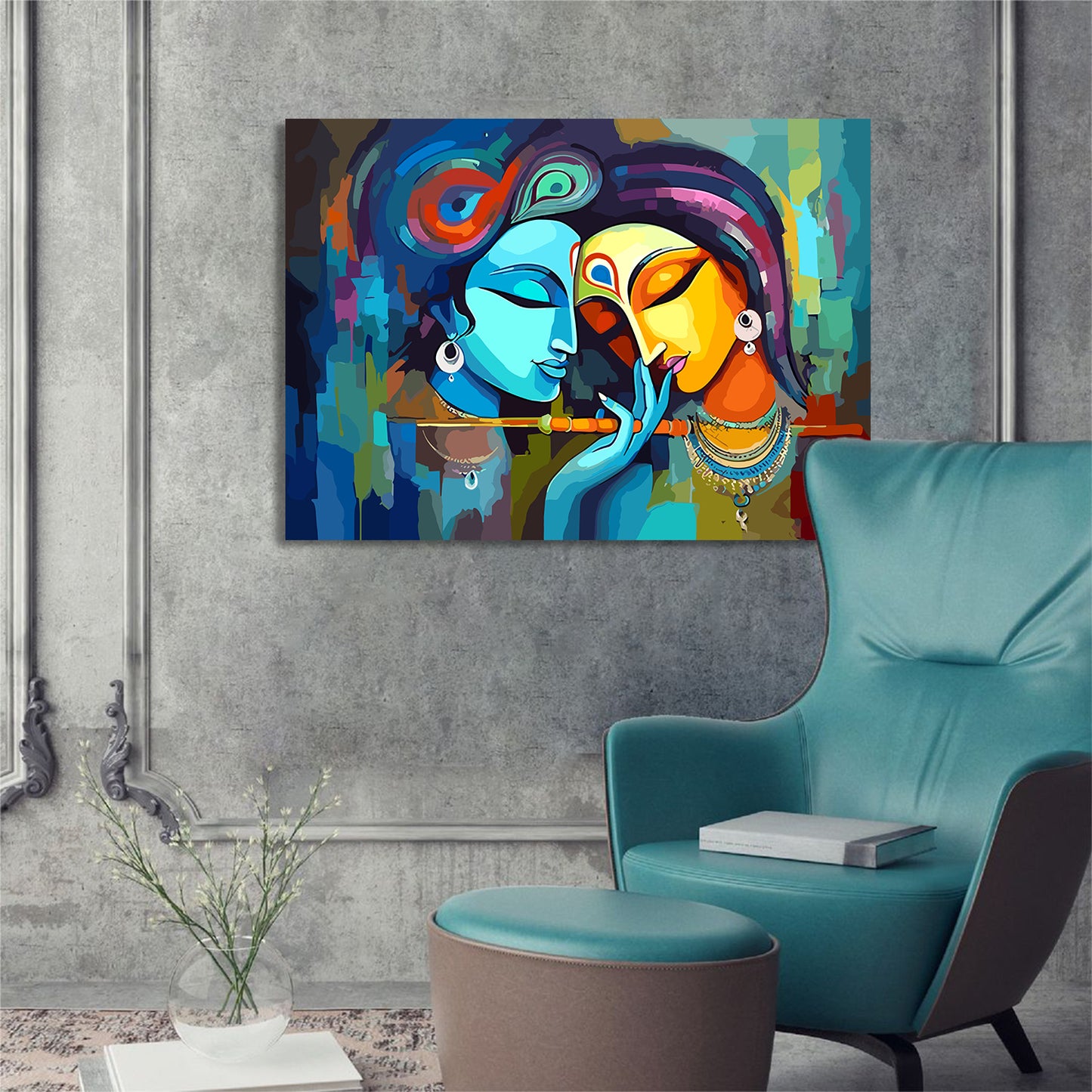 Symbol of Love Radha Krishna Canvas Art Piece for Wall Decoration-Kotart