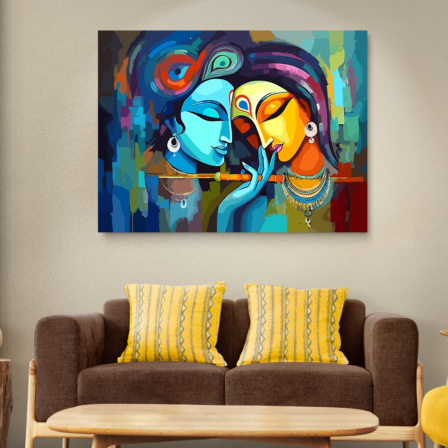 Symbol of Love Radha Krishna Canvas Art Piece for Wall Decoration-Kotart