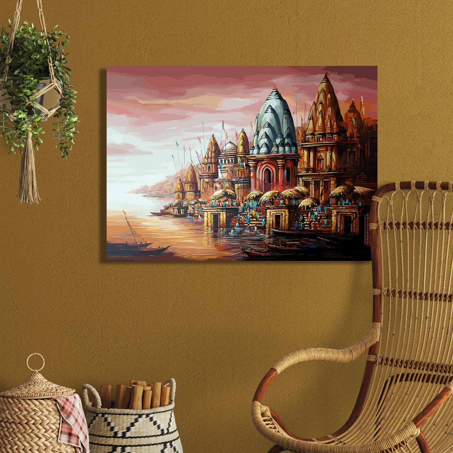 Sacred Temple : Divine Mandir Canvas Painting-Kotart