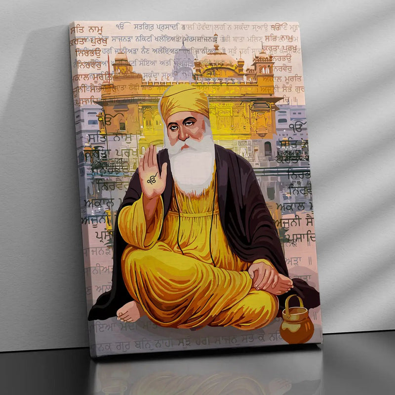Guru Nanak Dev Ji Canvas Painting - Divine Reflections-Kotart
