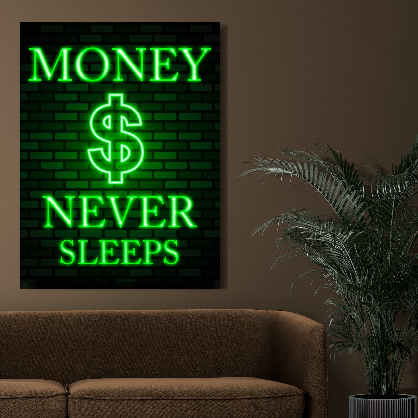 Money Never Sleeps Quote Canvas Arts for Home Office Study Room Living Room Wall Decor-Kotart