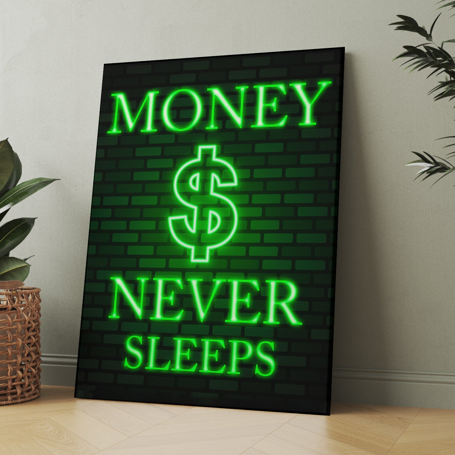 Money Never Sleeps Quote Canvas Arts for Home Office Study Room Living Room Wall Decor-Kotart