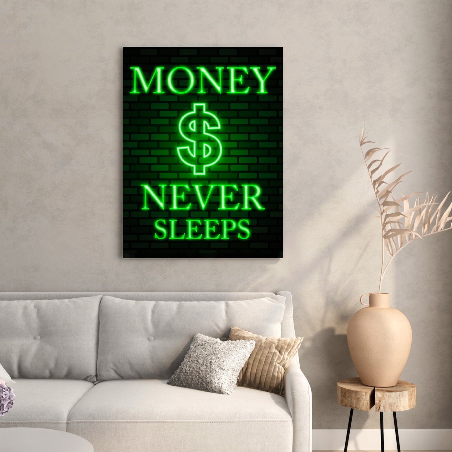 Money Never Sleeps Quote Canvas Arts for Home Office Study Room Living Room Wall Decor-Kotart