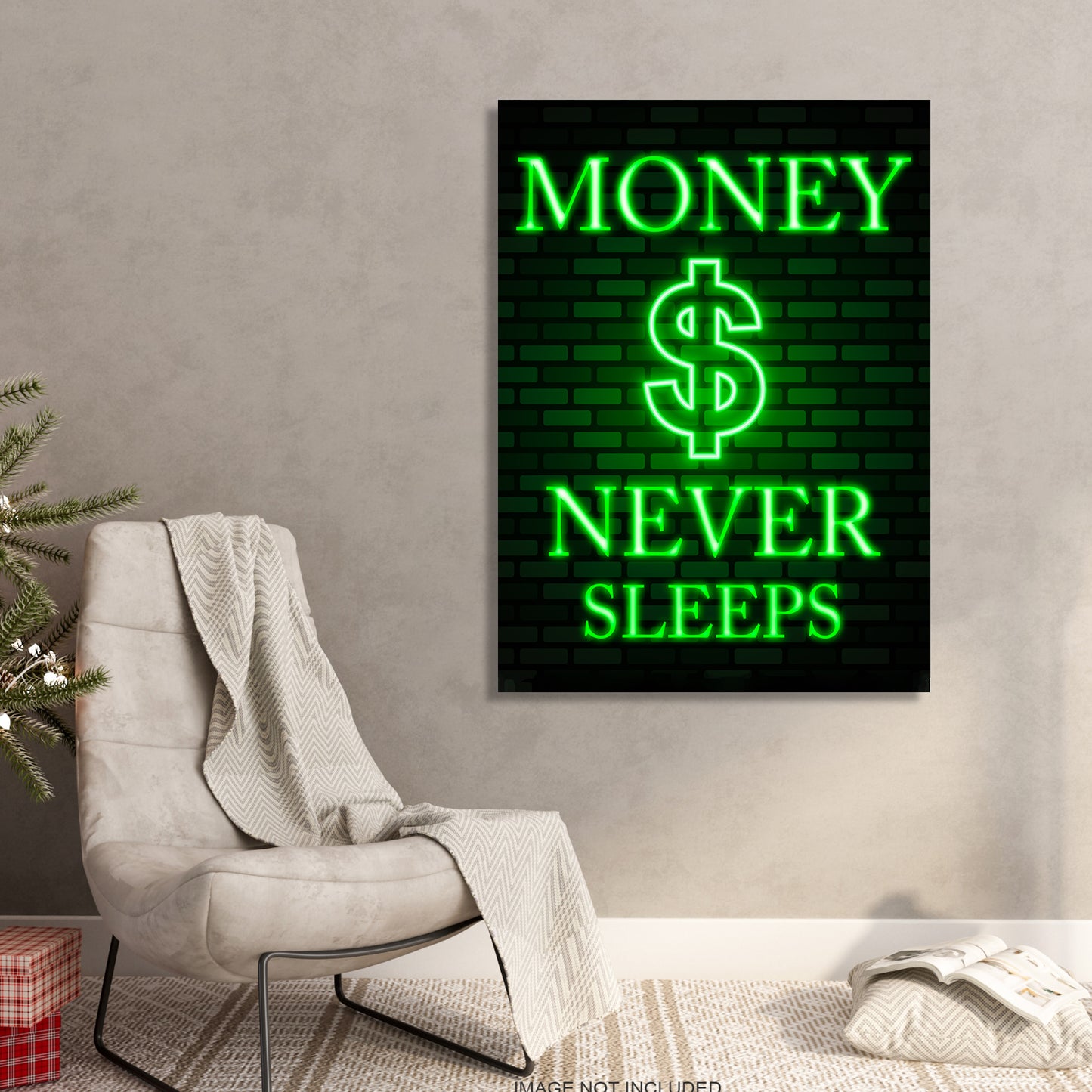 Money Never Sleeps Quote Canvas Arts for Home Office Study Room Living Room Wall Decor-Kotart