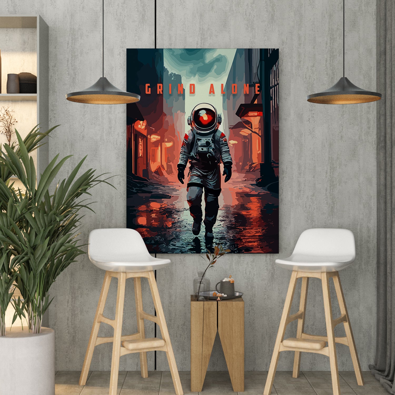 Motivational Quote Canvas Arts with Astronaut for Home Office Study Room Living Room Wall Decor-Kotart