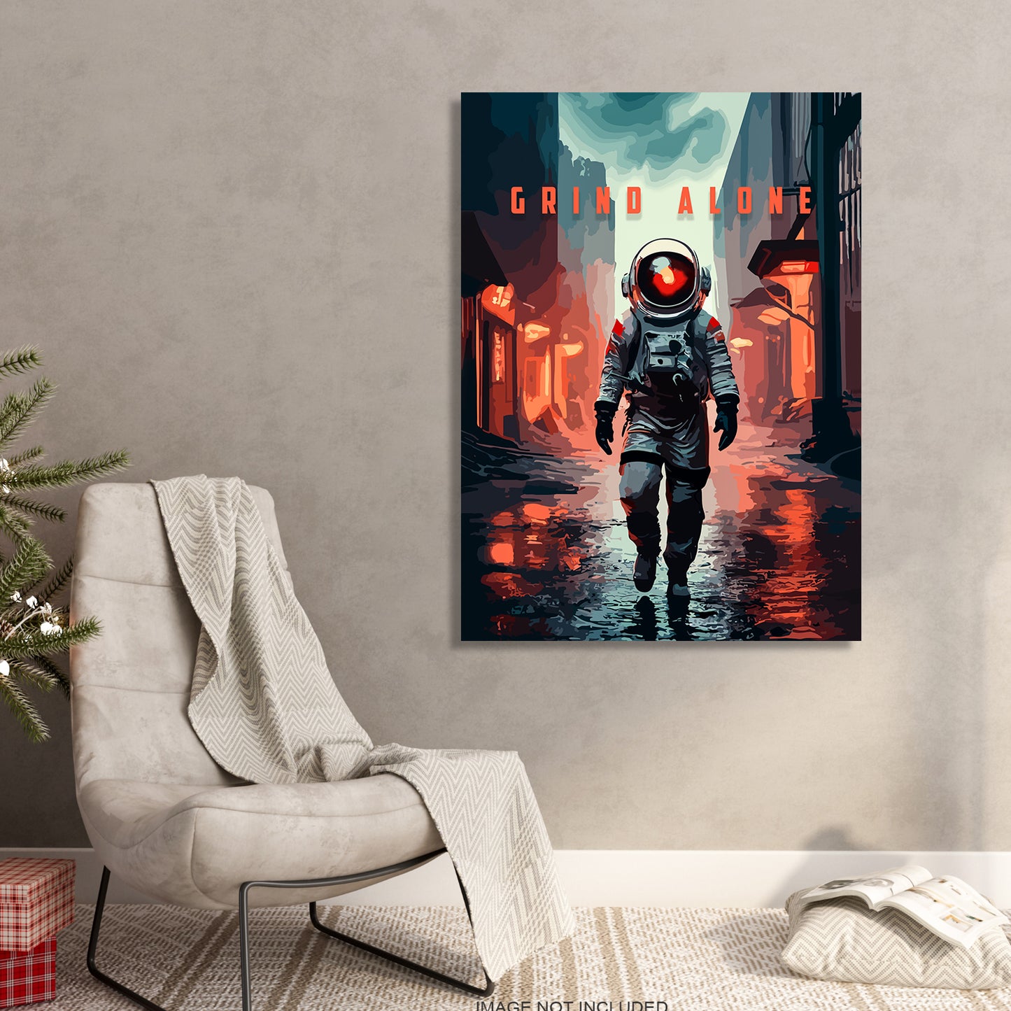 Motivational Quote Canvas Arts with Astronaut for Home Office Study Room Living Room Wall Decor-Kotart