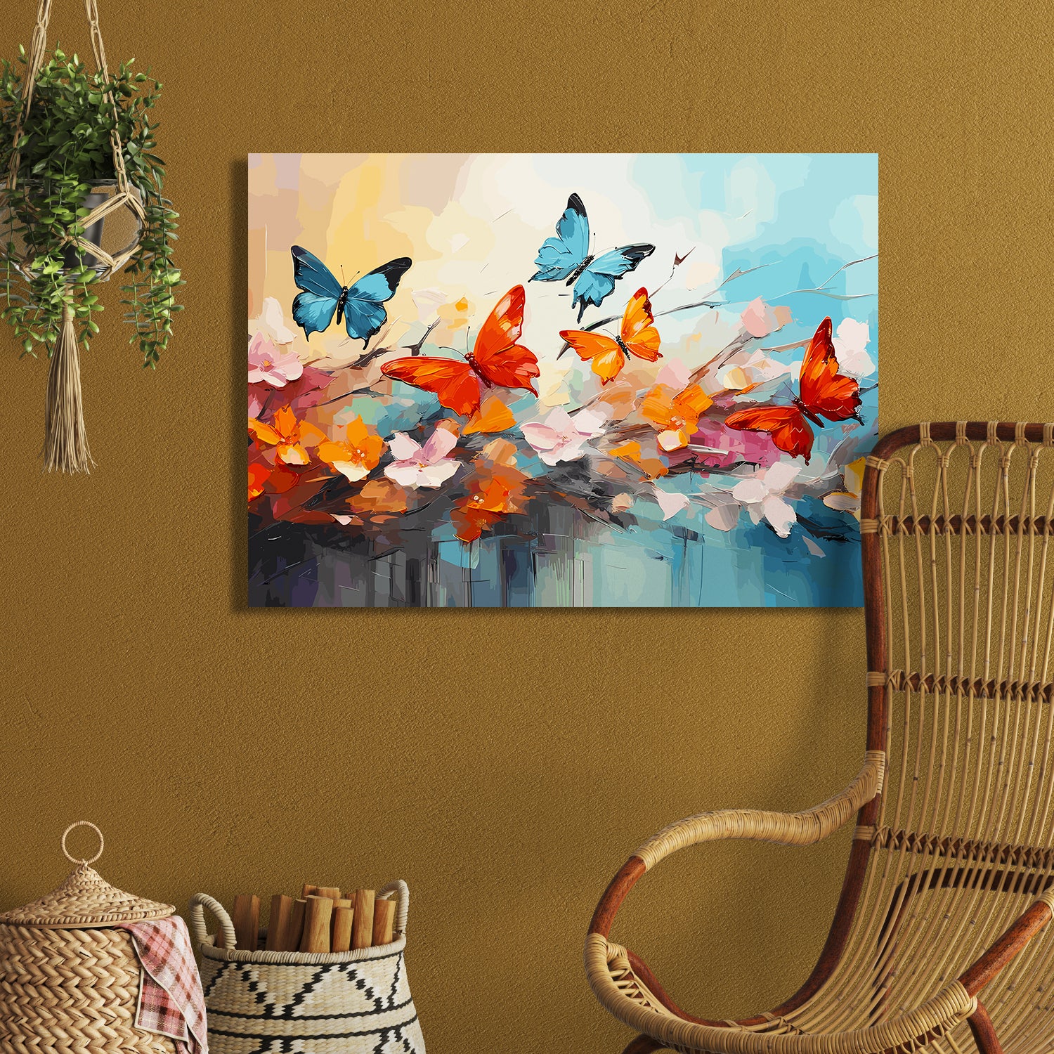 Vibrant Butterfly Pop Art Canvas Painting-Kotart