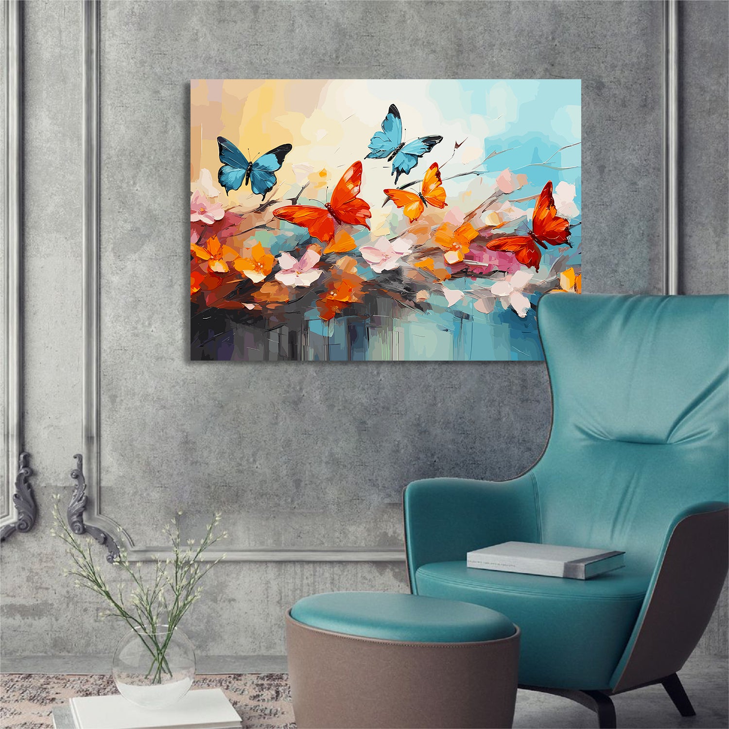 Vibrant Butterfly Pop Art Canvas Painting-Kotart