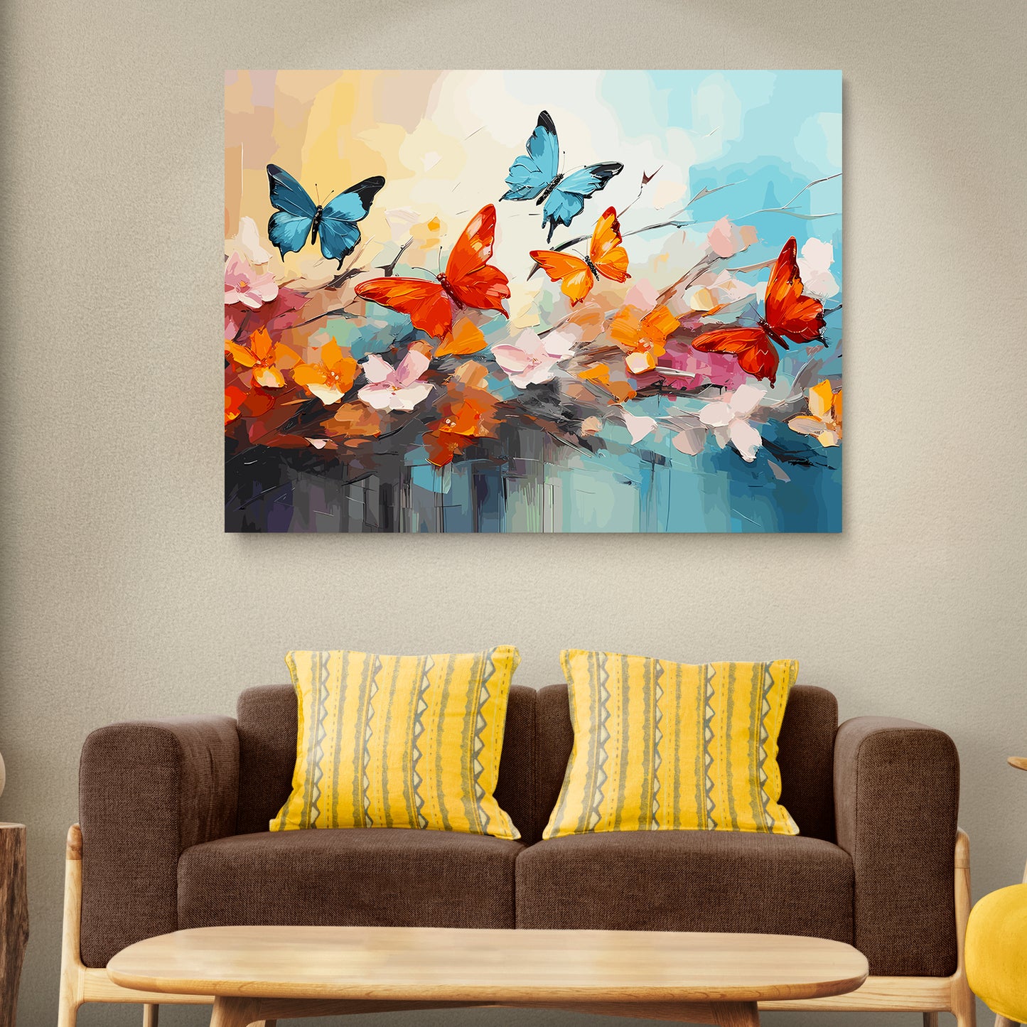 Vibrant Butterfly Pop Art Canvas Painting-Kotart