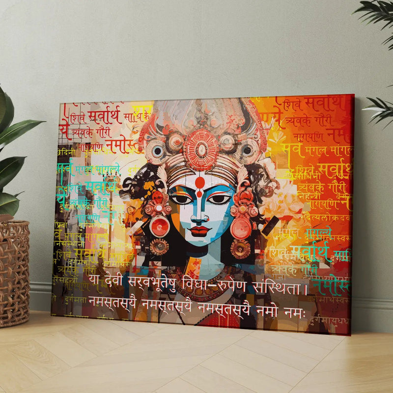 Mystic Elegance: Goddess Durga Art Piece Canvas Paintings for Home and Living Room Pooja Room Wall Decor-Kotart