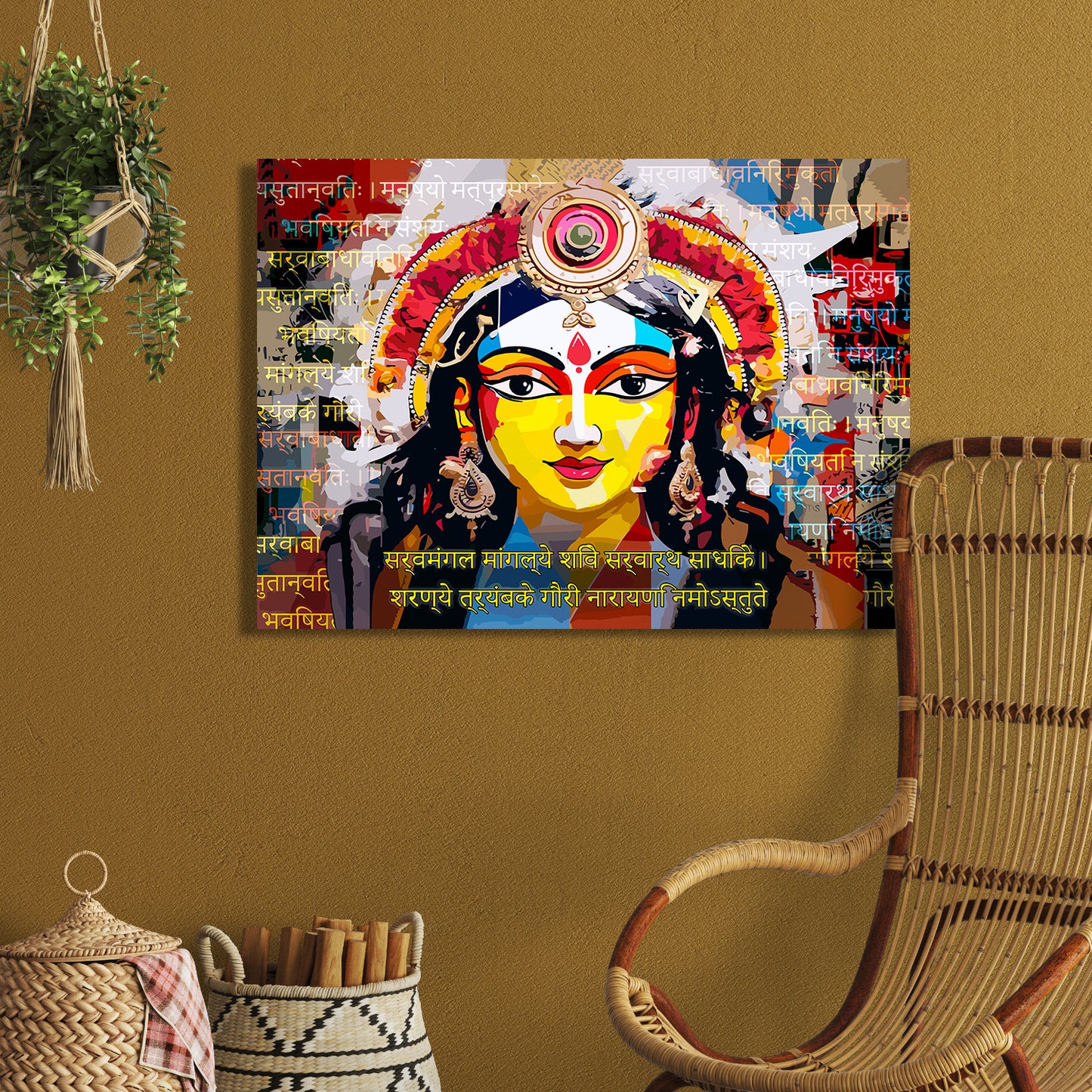 Empowerment on Canvas: Goddess Durga Artistry Canvas Paintings for Home and Living Room Pooja Room Wall Decor-Kotart