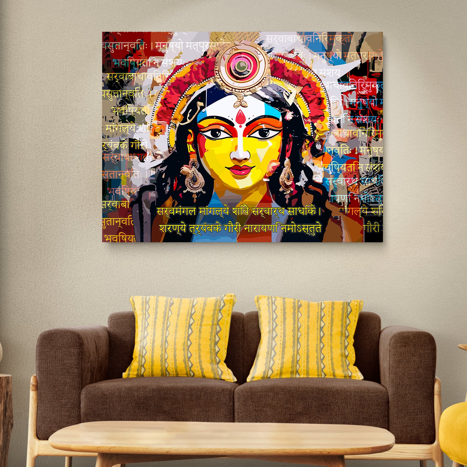 Empowerment on Canvas: Goddess Durga Artistry Canvas Paintings for Home and Living Room Pooja Room Wall Decor-Kotart