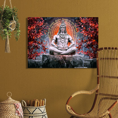 Shiva Canvas Painting - Divine Meditative Grace and Timeless Beauty-Kotart