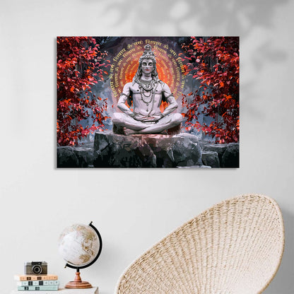 Shiva Canvas Painting - Divine Meditative Grace and Timeless Beauty-Kotart