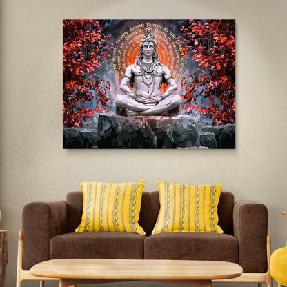 Shiva Canvas Painting - Divine Meditative Grace and Timeless Beauty-Kotart