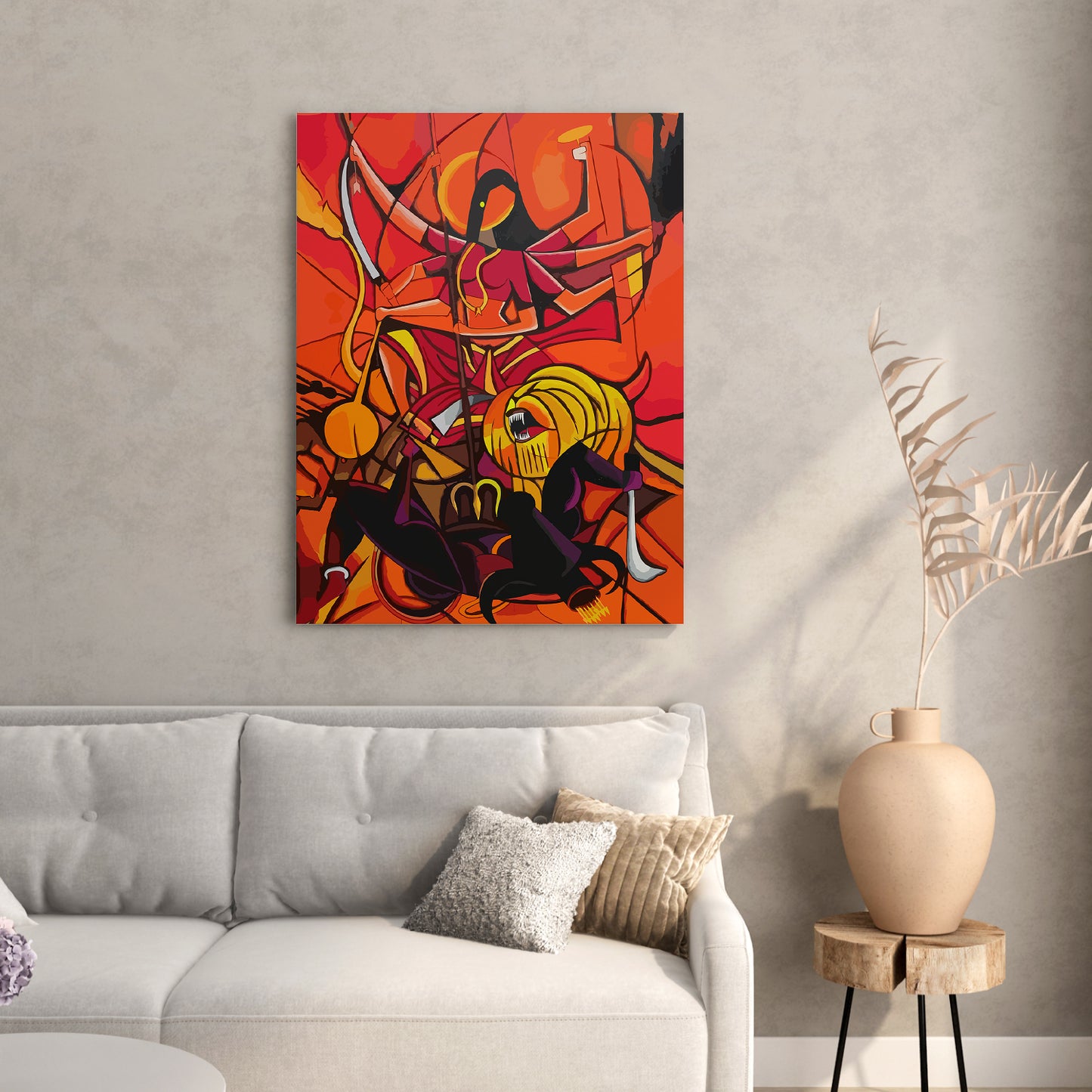 Maa Durga Modern Art Canvas Painting-Kotart