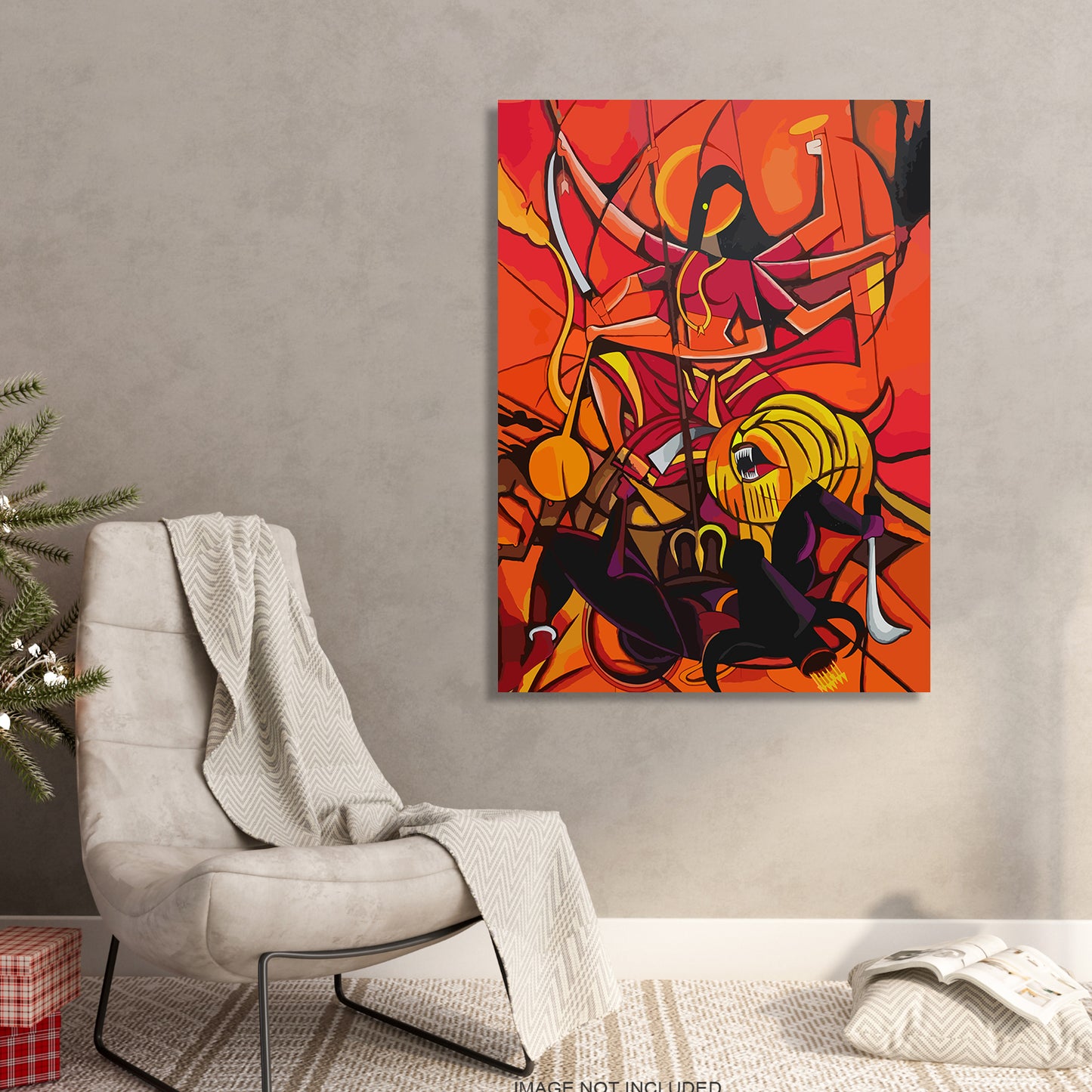 Maa Durga Modern Art Canvas Painting-Kotart