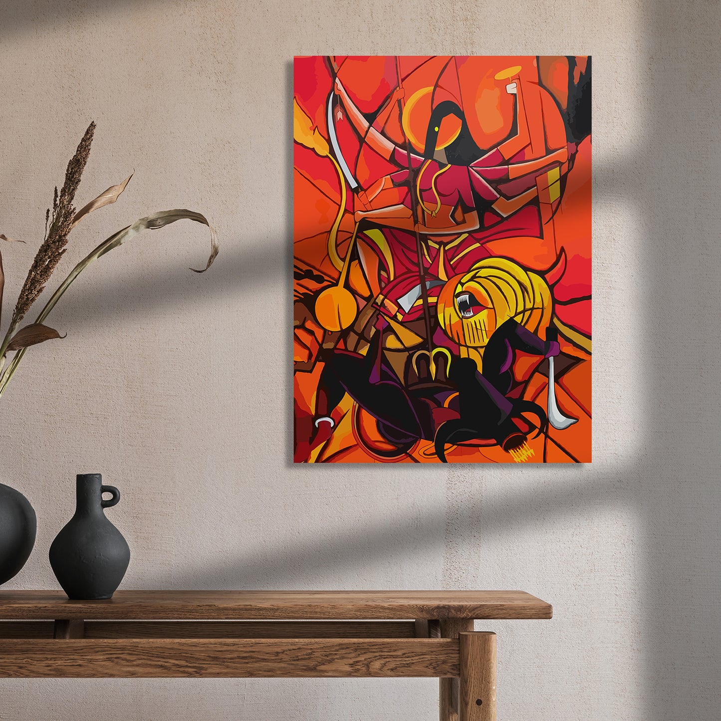 Maa Durga Modern Art Canvas Painting-Kotart