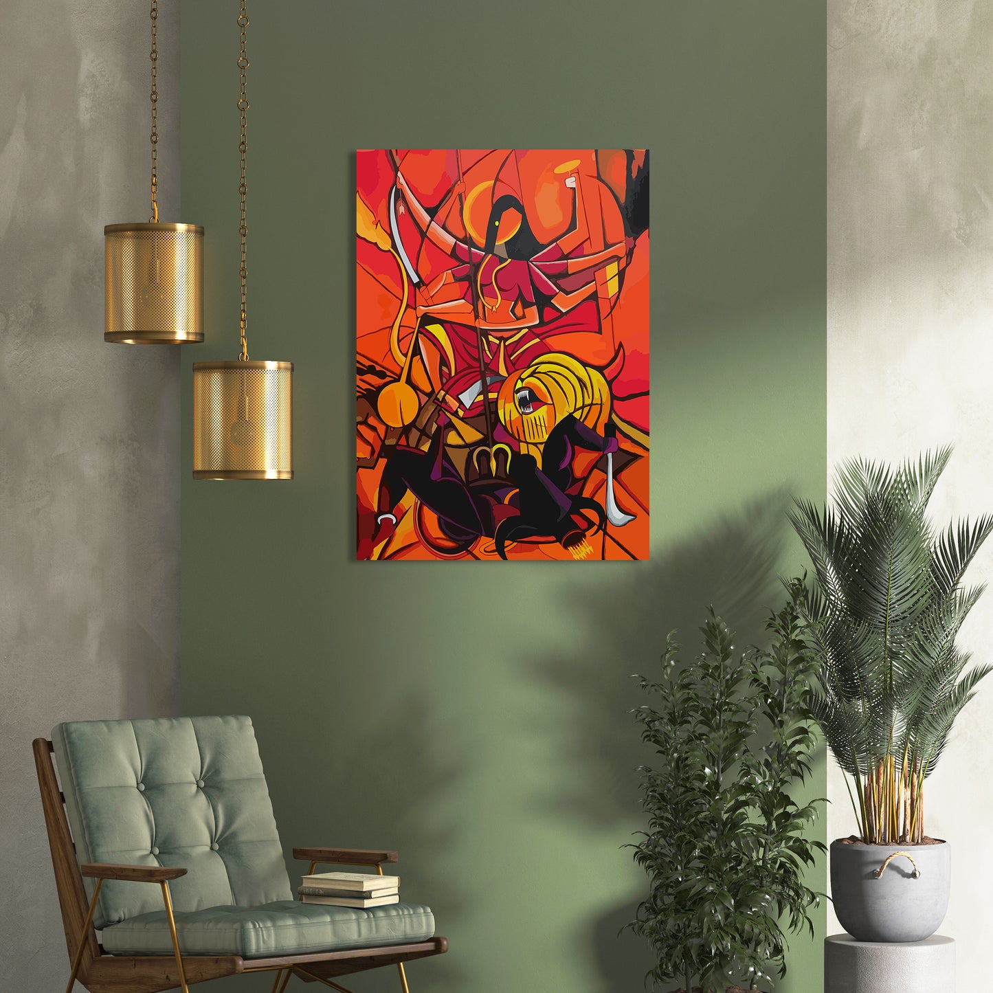 Maa Durga Modern Art Canvas Painting-Kotart