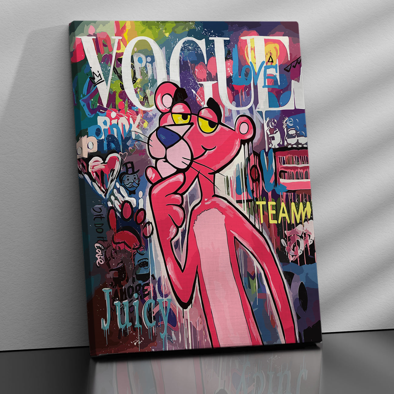 Vibrant Pink Panther Modern Art Canvas Painting-Kotart