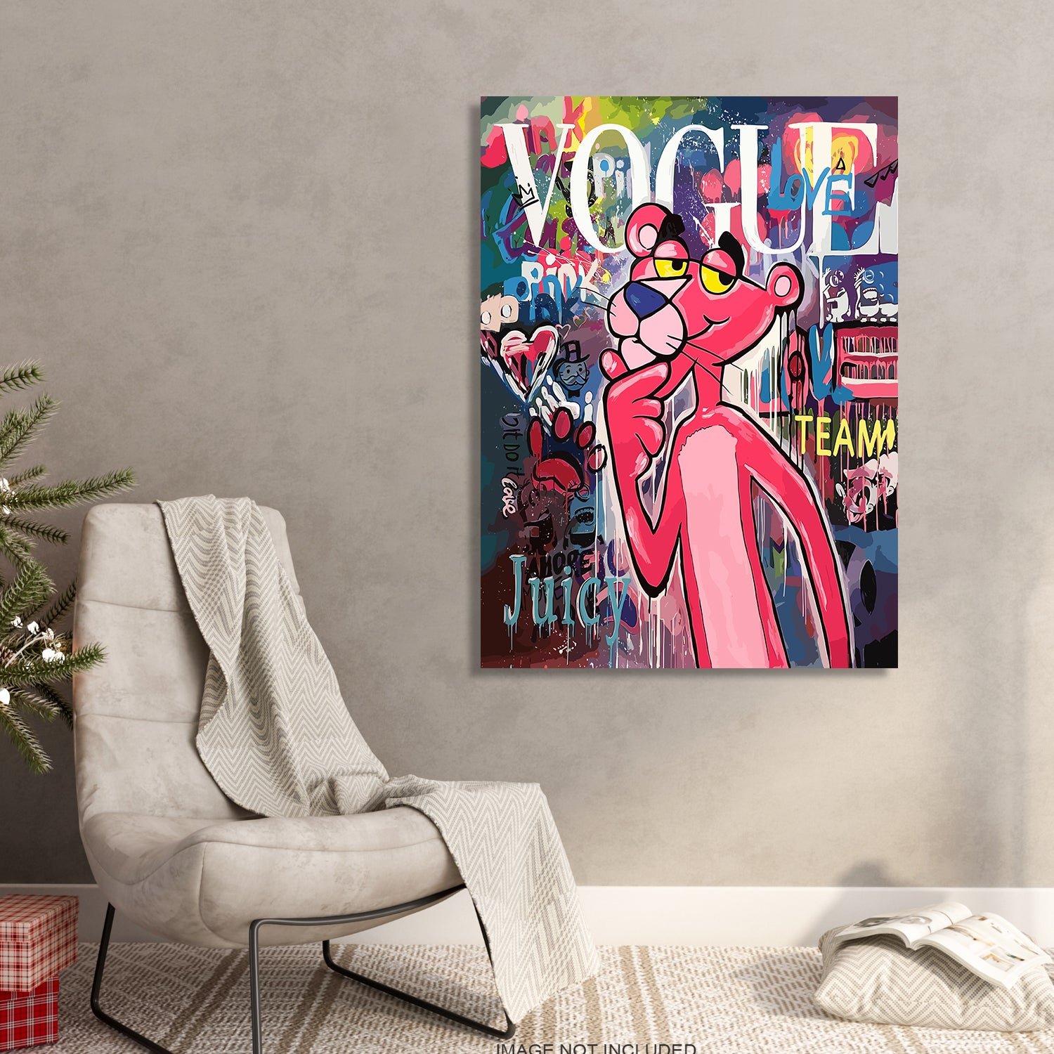 Vibrant Pink Panther Modern Art Canvas Painting-Kotart