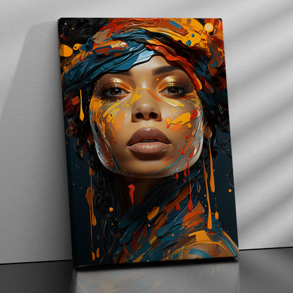 Colorful Essence: Modern  African Woman Portrait Canvas Art Print