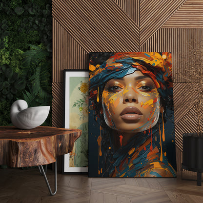 Colorful Essence: Modern  African Woman Portrait Canvas Art Print