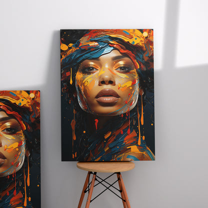 Colorful Essence: Modern  African Woman Portrait Canvas Art Print