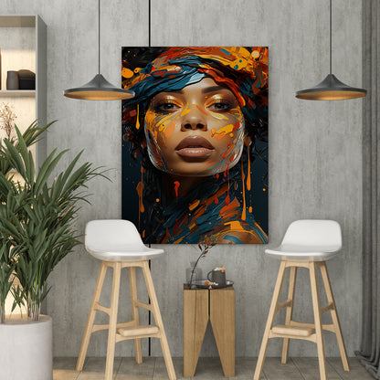 Colorful Essence: Modern  African Woman Portrait Canvas Art Print