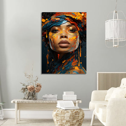 Colorful Essence: Modern  African Woman Portrait Canvas Art Print