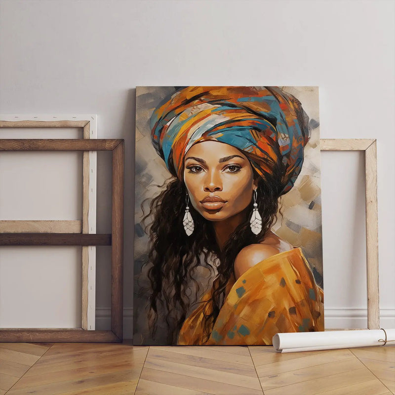Elegant African Queen with Vibrant Turban