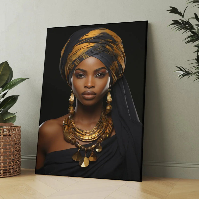 Majestic African Beauty with Golden Jewelry