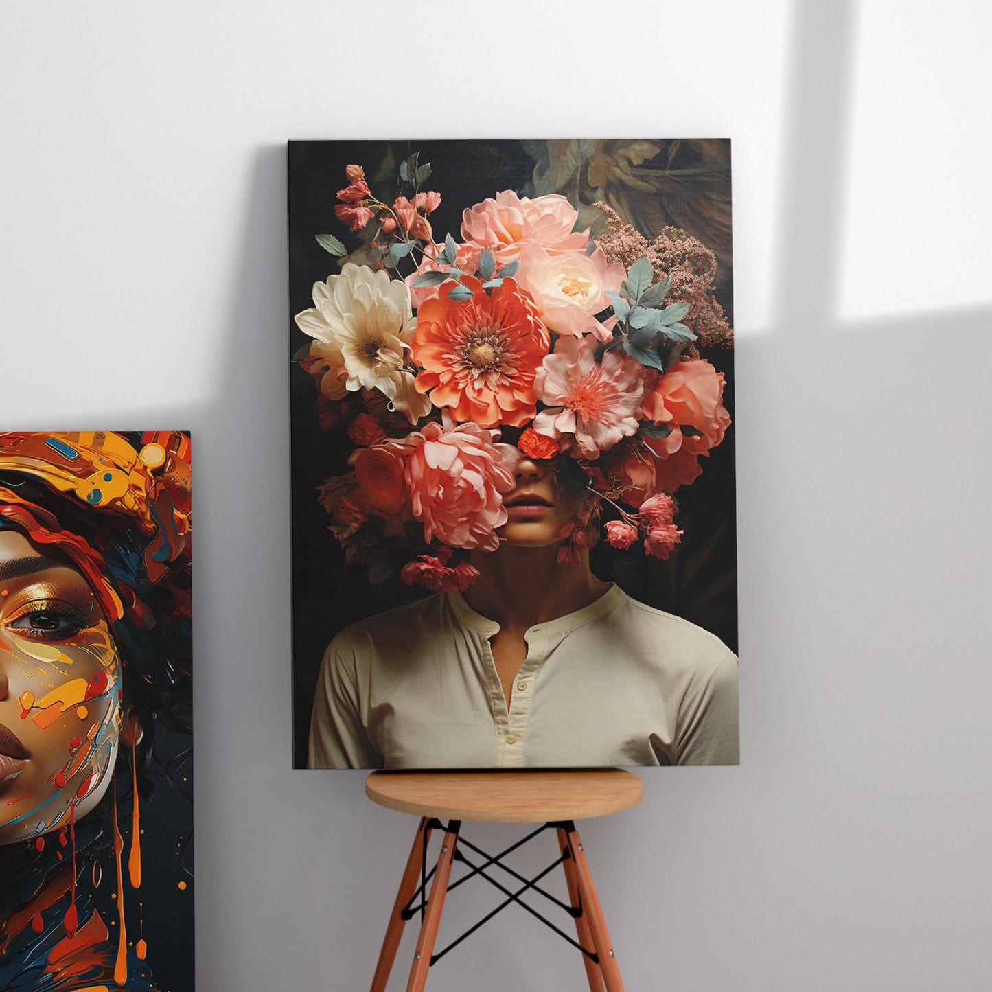Mystical Floral Beauty - Floral Head Canvas Art Print