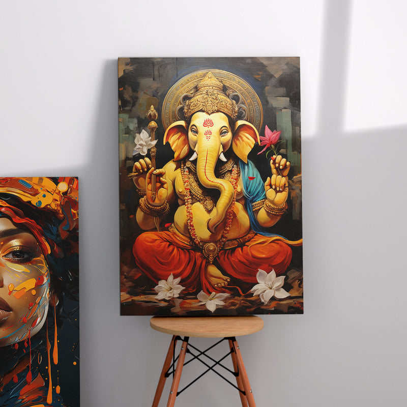 Elegant Lord Ganesha Canvas Wall Art