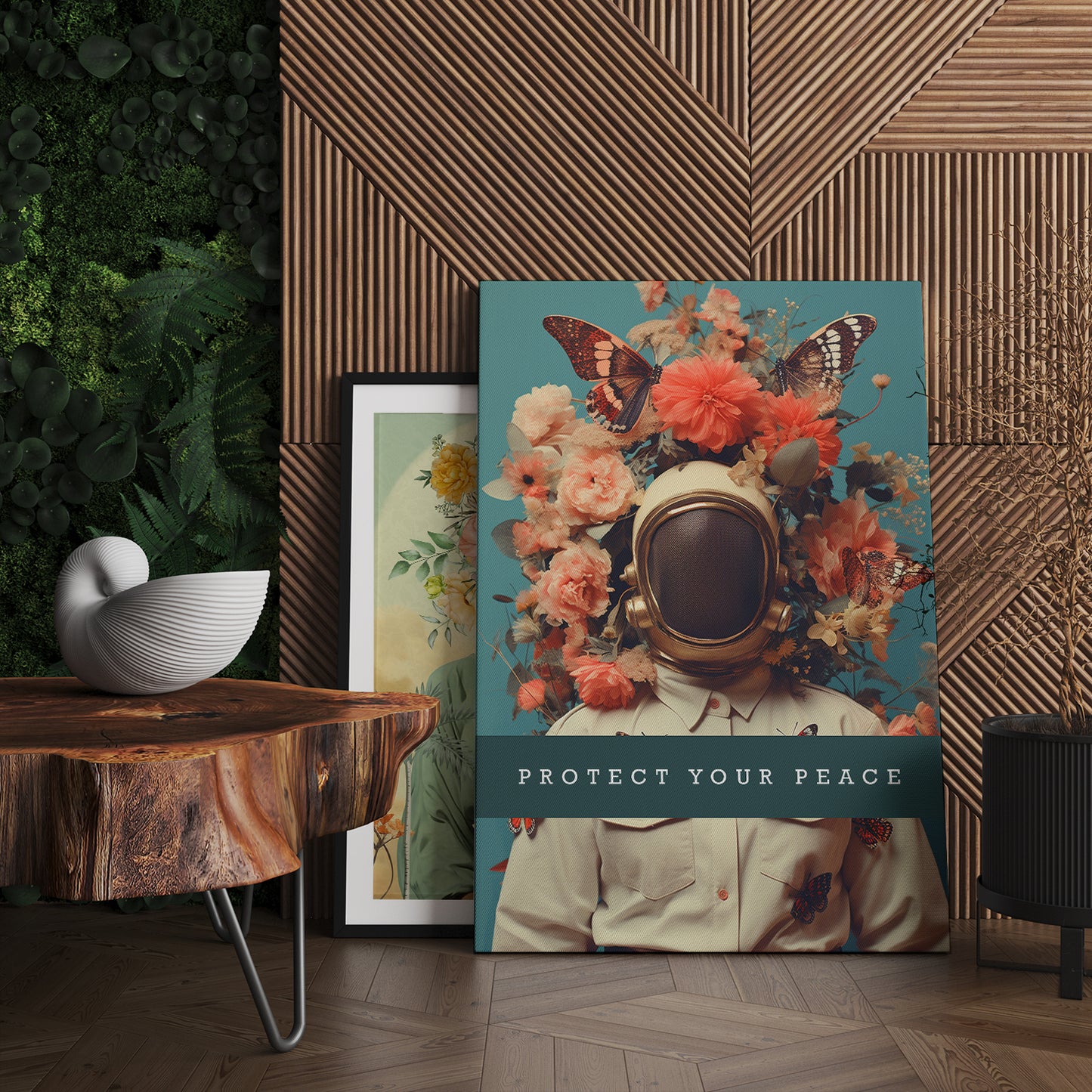 Protect Your Peace Floral Astronaut Canvas Art Print