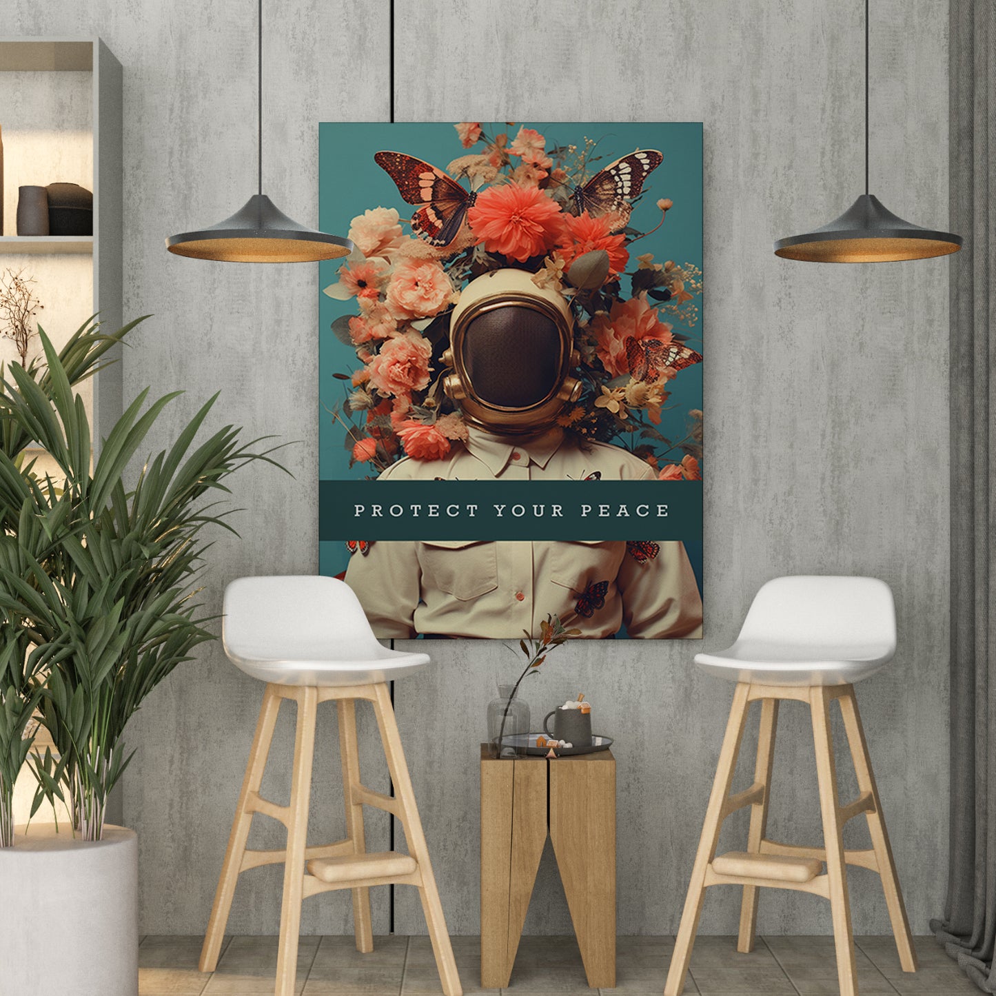 Protect Your Peace Floral Astronaut Canvas Art Print