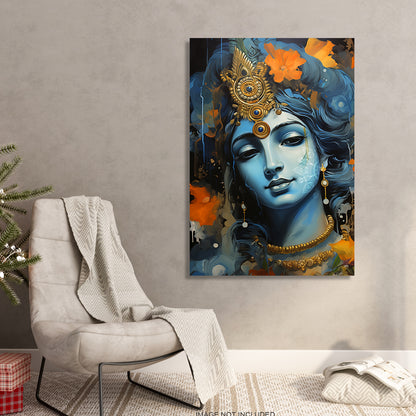 Divine Shri Krishna Canvas Art Print: Vibrant Spiritual Wall Decor