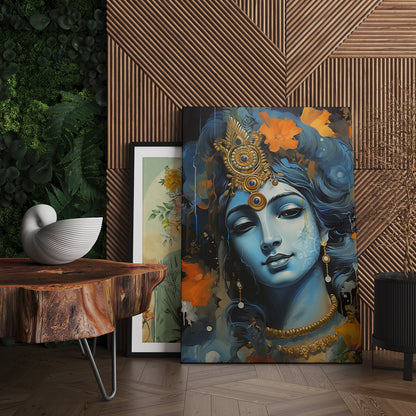 Divine Shri Krishna Canvas Art Print: Vibrant Spiritual Wall Decor