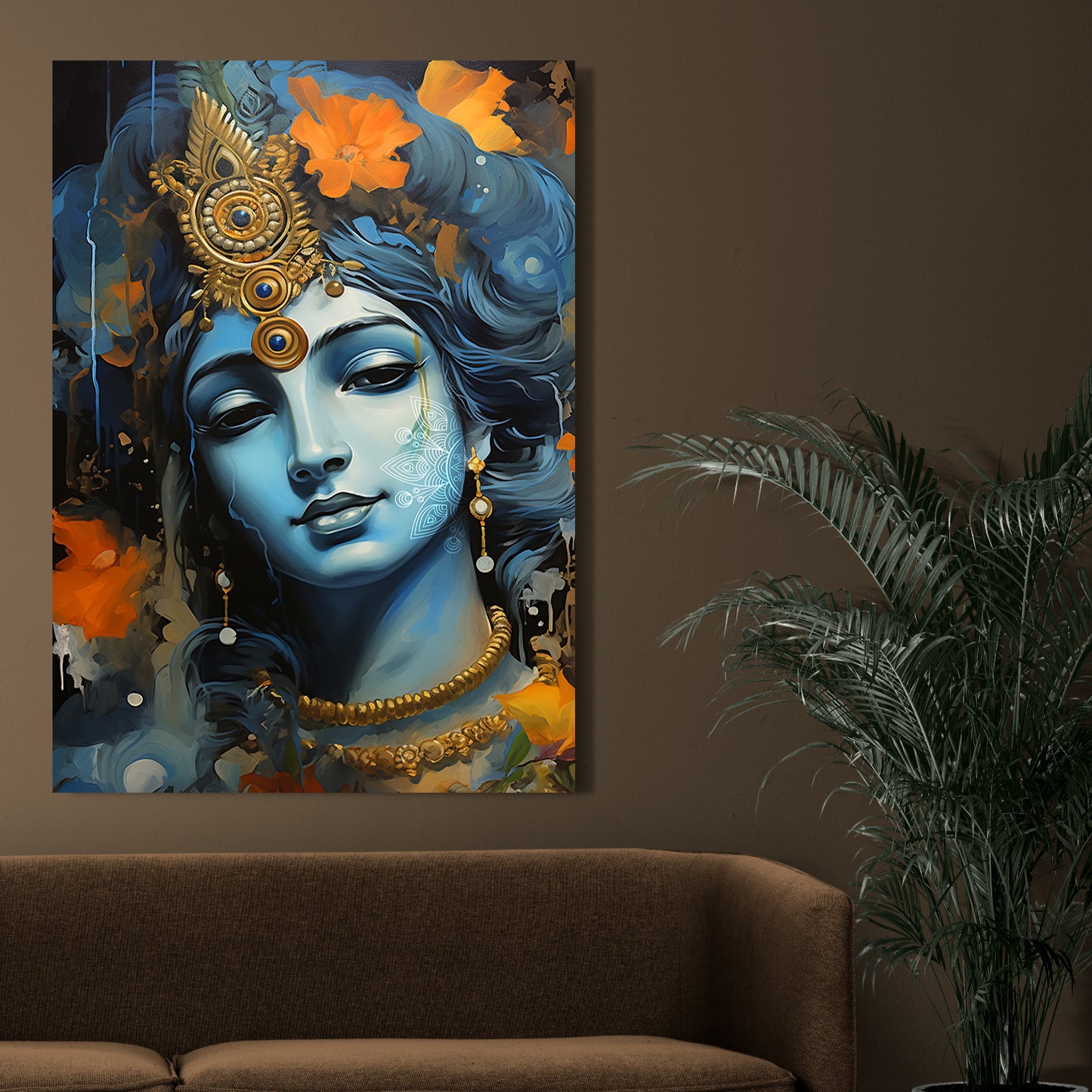 Divine Shri Krishna Canvas Art Print: Vibrant Spiritual Wall Decor