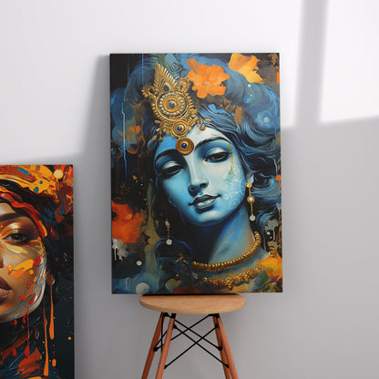 Divine Shri Krishna Canvas Art Print: Vibrant Spiritual Wall Decor