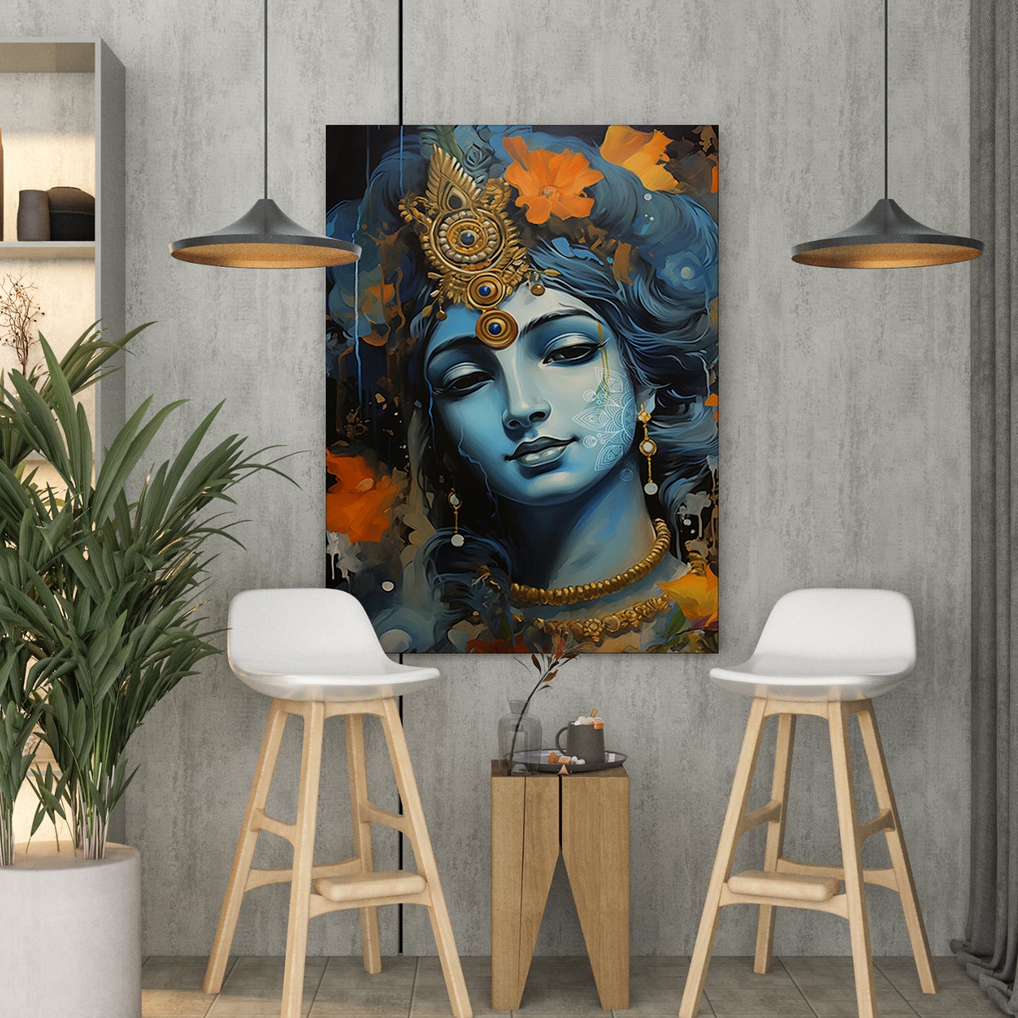 Divine Shri Krishna Canvas Art Print: Vibrant Spiritual Wall Decor