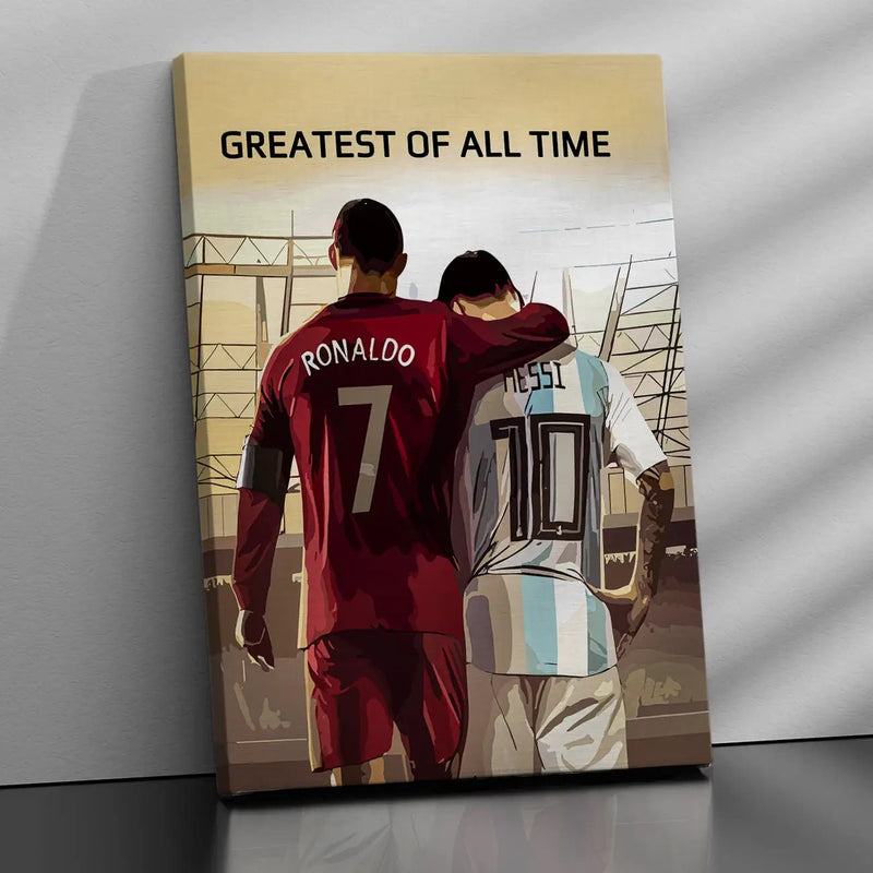 Legends Canvas Art Print - 'GREATEST OF ALL TIME' Featuring Ronaldo & Messi