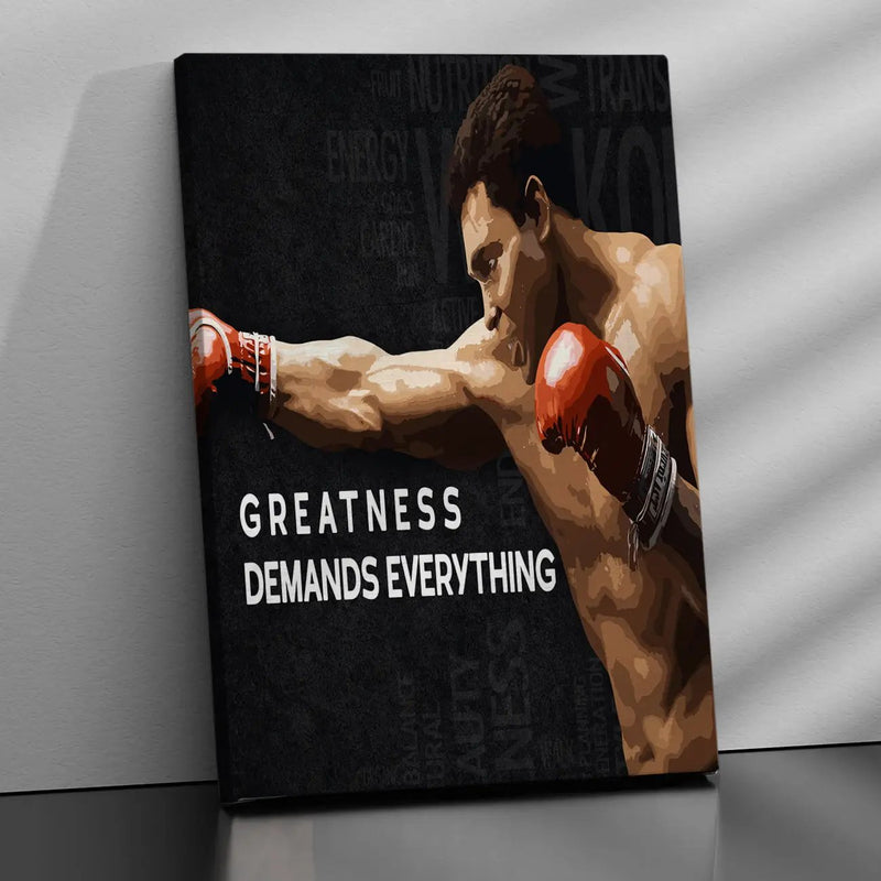 Boxing Legend 'Greatness Demands Everything' Canvas Art Print - Muhammad Ali Canvas