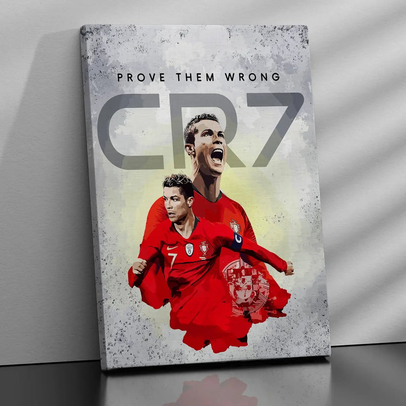 Ronaldo #7 Determination Canvas: Football Legend's Motivational Artwork