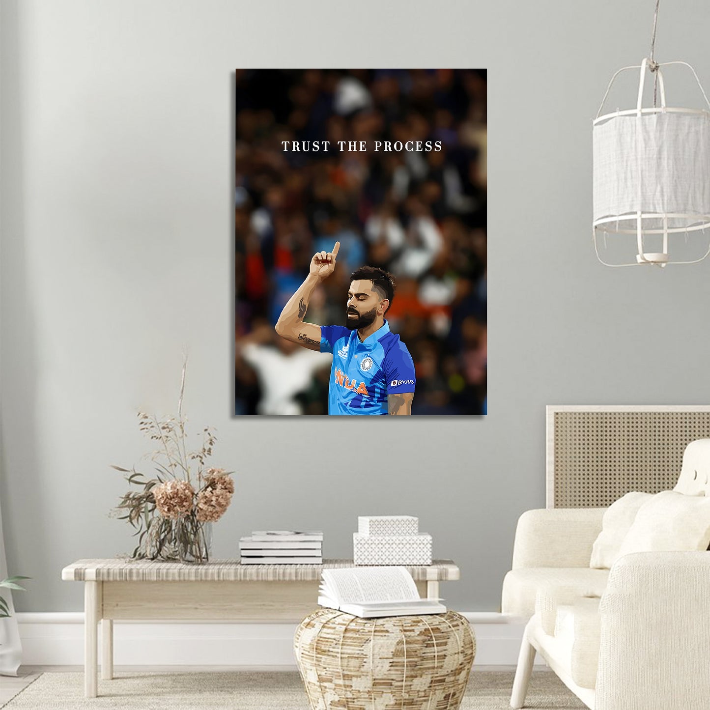 Cricket Icon Vira Kohli Motivational Canvas Art Print : 'Trust the Process' Inspiring Artwork