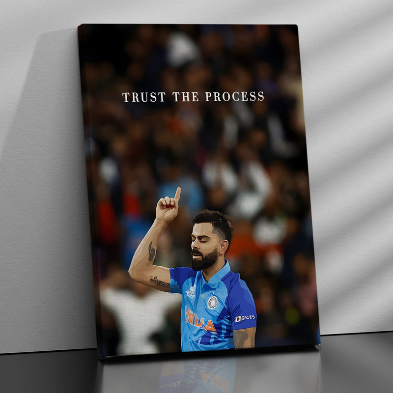 Cricket Icon Virat Kohli Motivational Canvas Art Print : 'Trust the Process' Inspiring Artwork