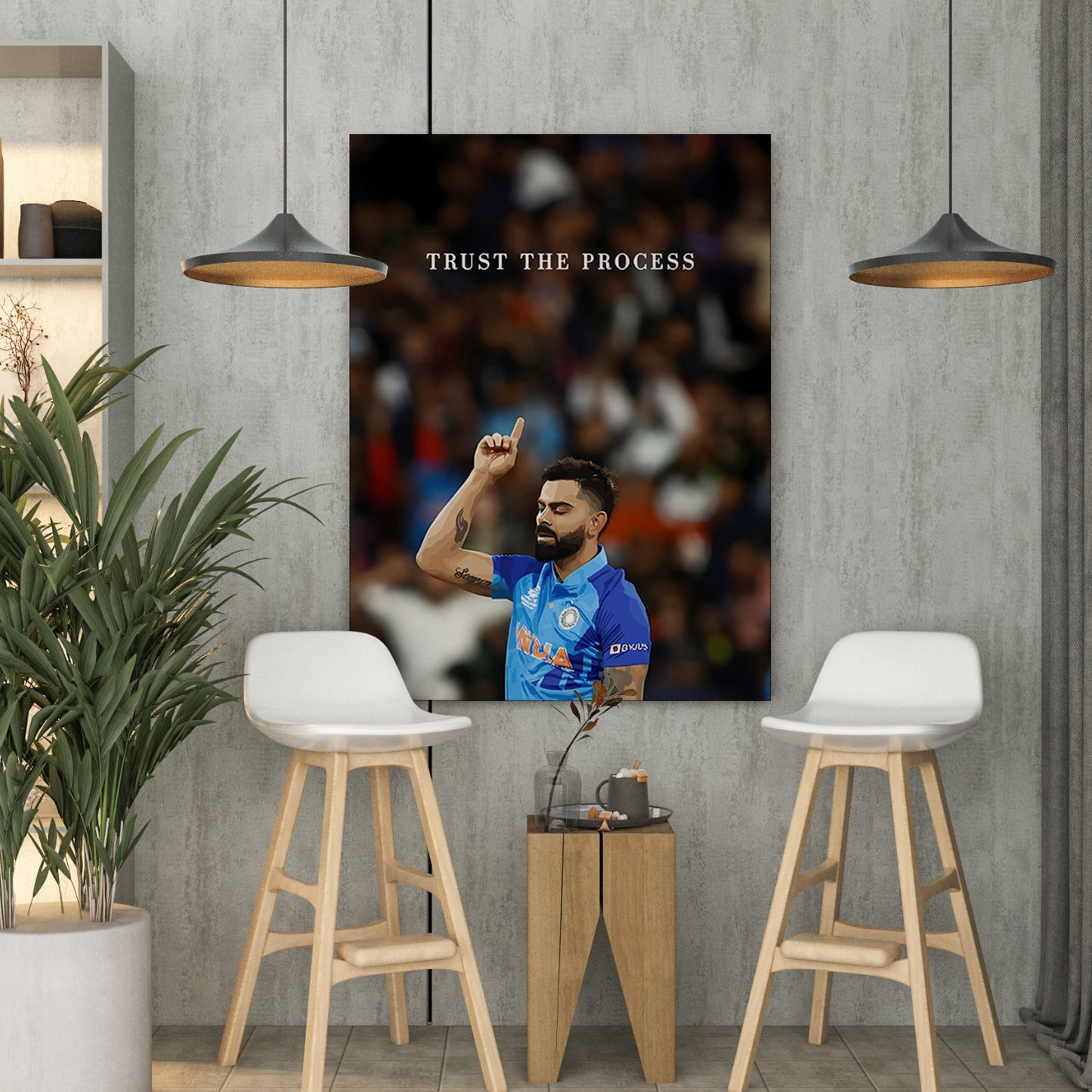 Cricket Icon Vira Kohli Motivational Canvas Art Print : 'Trust the Process' Inspiring Artwork